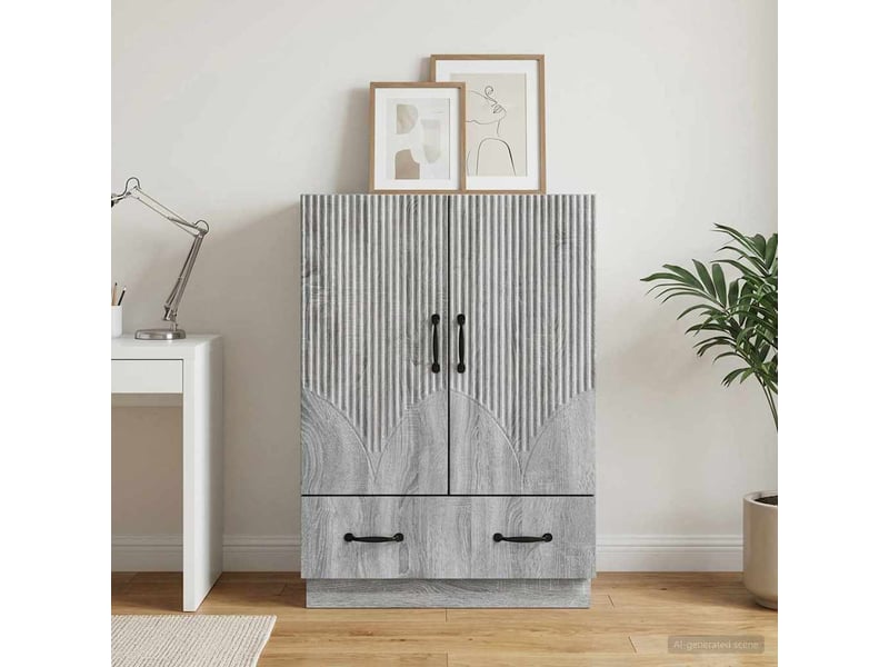  Buffet - bahut - meuble de rangement sonoma gris 66 x 34,5 x 92 cm bois d'ingénierie  - Conforama C