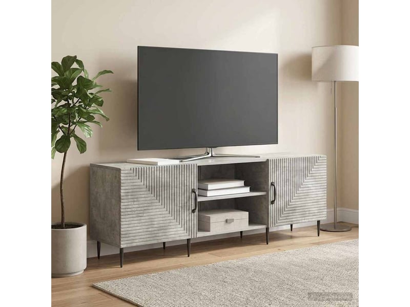 Meuble tv - banc tv - meuble de rangement 150 x 31 x 50 cm gris béton bois d'ingénierie - Conforama B