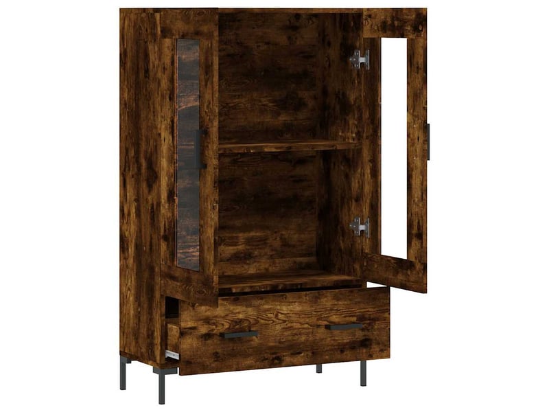  Buffet haut - bahut - meuble de rangement chêne fumé 69,5x31x115 cm bois d'ingénierie  - Conforama E