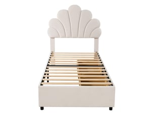 Lit avec rangement 90x200 cm MAISONORA coloris beige