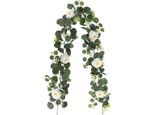 Guirlande de fleurs artificielles - guirlande de dahlias de 180 cm - fleurs en plastique de 1,80 m - décoration florale artificielle pour cérémonie, maison, jardin, mur, mariage, noël, fête
