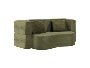 Canapé convertible futon 2-en-1 pliable sans montage - couchage d’appoint, peluche courte - vert