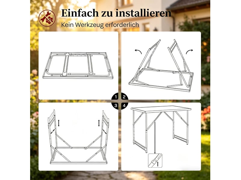  Table de camping pliable réglable en hauteur 100 x 60 cm, plateau mdf décor bois clair et cadre aluminium pour vos sorties  - Conforama D