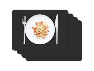 Lot de 4 sets de table, sets de table lavable imperméables 42 × 30cm cuisine salle à restaurant pvc set de table antidérapant chaleur résiste,noir