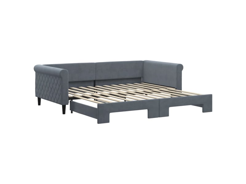 Lit simple- lit adulte - lit de jour avec gigogne sans matelas gris foncé 100x200 cm - Conforama A