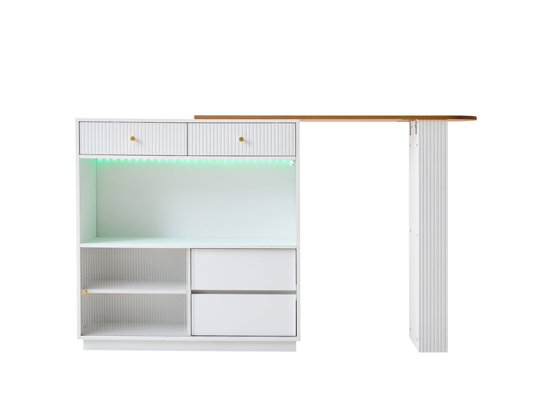 Îlot central de cuisine extensible avec bar et rangement 360° homvra - Conforama A