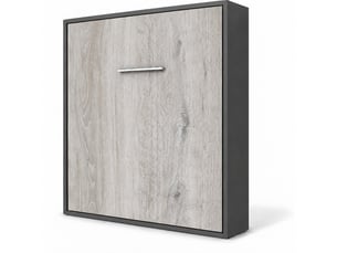 Lit escamotable vertical kola – seulement 34,5cm de profondeur, le confort d’un vrai lit-avec matelas-140x190-cadre anthracite-façade chêne gris