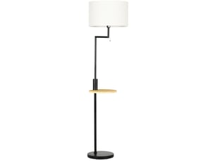 Lampadaire 40x40x168 cm avec tablette et port usb métal beige