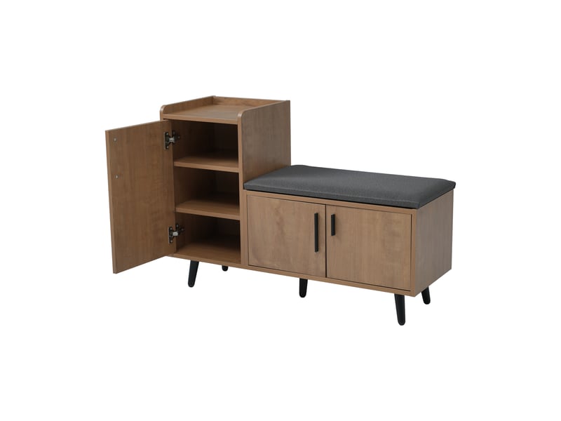  Banc à chaussures moderne avec rangement, coffre d’entrée, 3 portes, poignées métal, 100 cm  - Conforama D