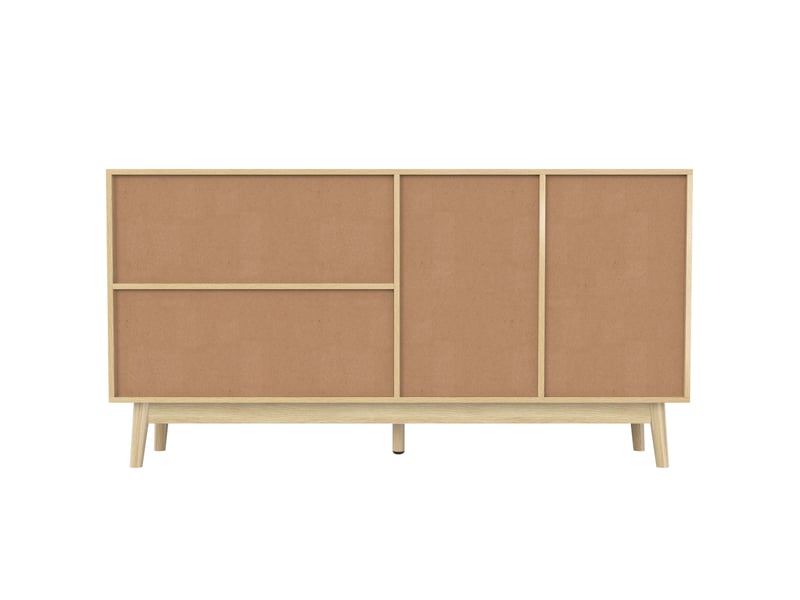  Buffet - truxen8 - 3 portes coulissantes - rotin - 2 tiroirs - 155x38x80 cm  - Conforama R