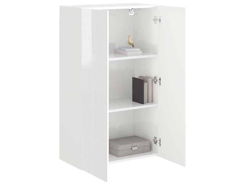  Meuble tv - banc tv - meuble de rangement mural 59,5 x 31 x 100 cm blanc brillant  - Conforama C