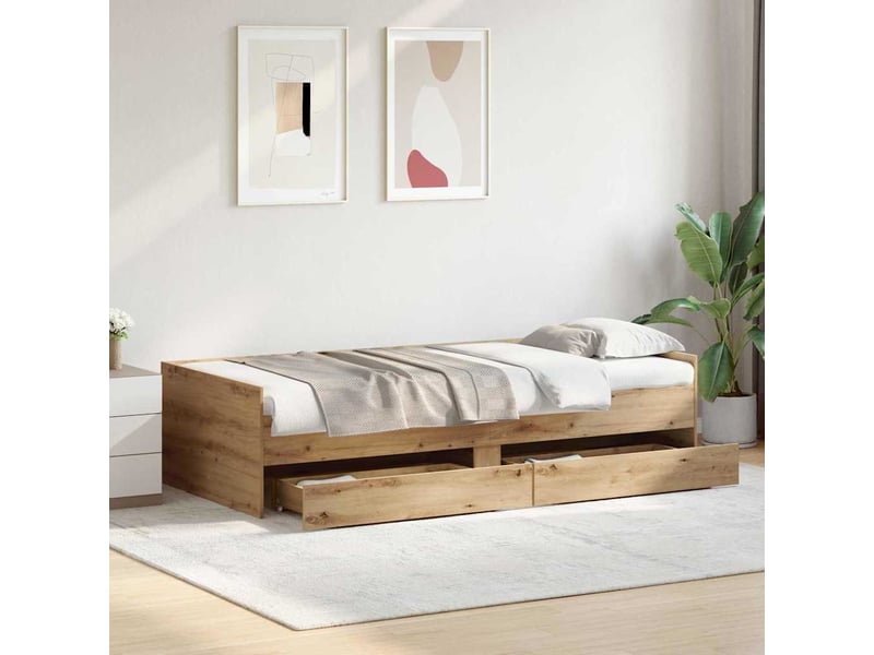  Lit simple- lit adulte -  cadre de lit chêne artisanal 100 x 200 cm pin massif  - Conforama C