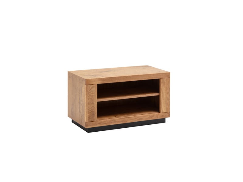 Banc d'entrée avec 2 niches de rangement coloris chêne massif huilé - longueur 80 × hauteur 47 × profondeur 40 cm - Conforama D