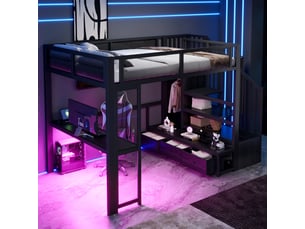 Lit mezzanine 140x200 cm <strong>SAPGAKS</strong> <strong></strong> coloris noir