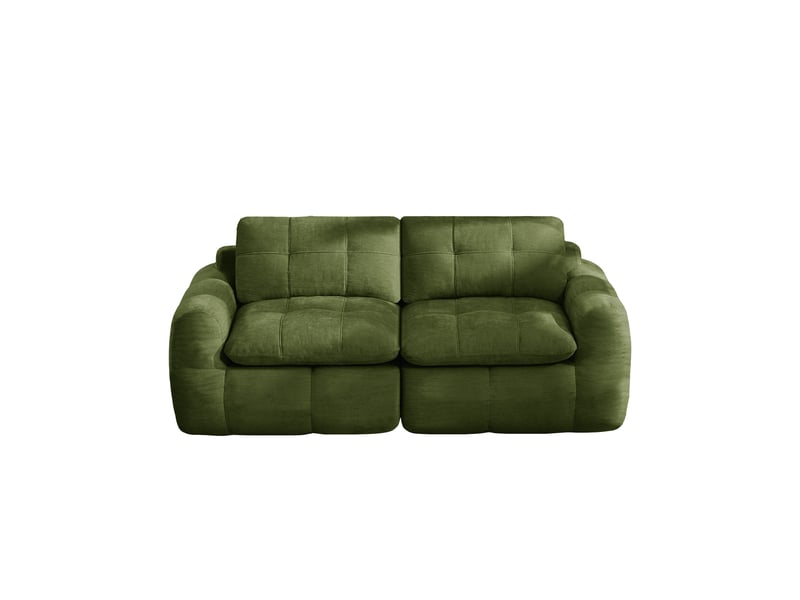  Canapé fixe, droit, modulaire, en tissu chenille, vert 194x97x68cm - Conforama D