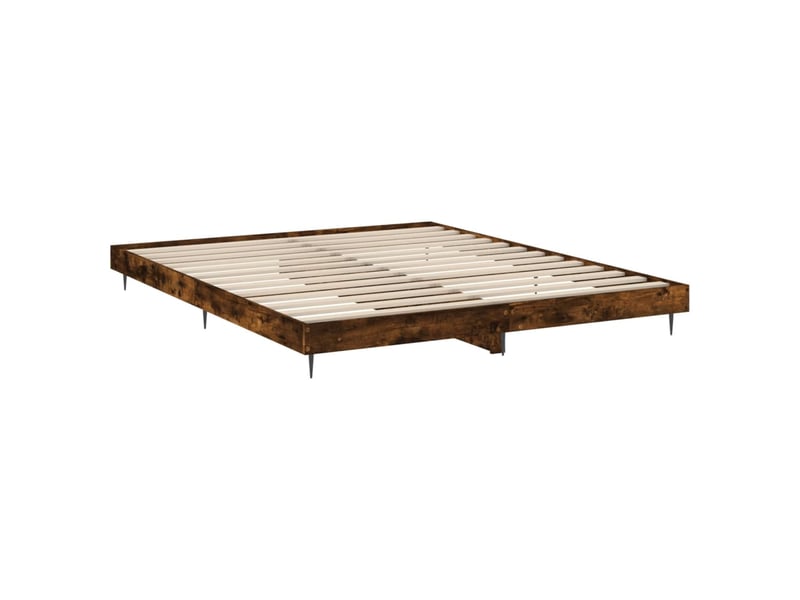  Lit double- lit adulte -  cadre de lit sans matelas chêne fumé 200x200 cm bois ingénierie  - Conforama D