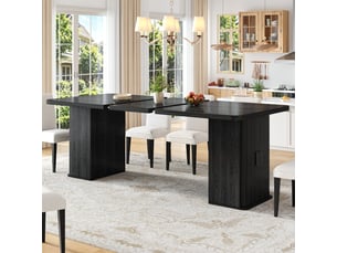 Table à manger extensible 140-180x80 cm avec rangements des 2 côtés, étagères intérieures, mdf et métal - noir