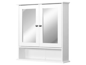 Armoire murale de salle de bain 2 portes miroir en mdf gris 56 x 13 x 58 cm