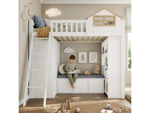 Lit cabane 90x200 cm <strong></strong> <strong></strong> coloris blanc