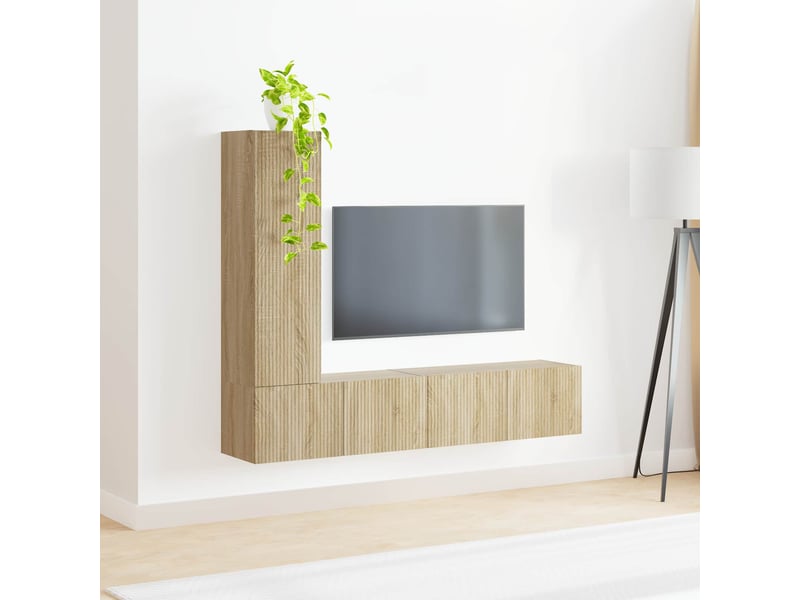  Ensemble meuble tv - banc tv - meuble de rangement 3 pcs chêne sonoma bois d'ingénierie  - Conforama D