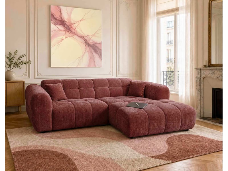 Mini ray - canapé d'angle droit 4 places en tissu texturé - best mobilier - cherry MINI RAY - Conforama B