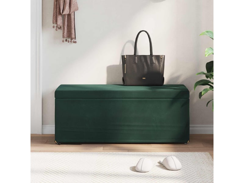 Tabouret bas, ottoman vert foncé 101x41x40 cm velours et bois composite - Conforama C