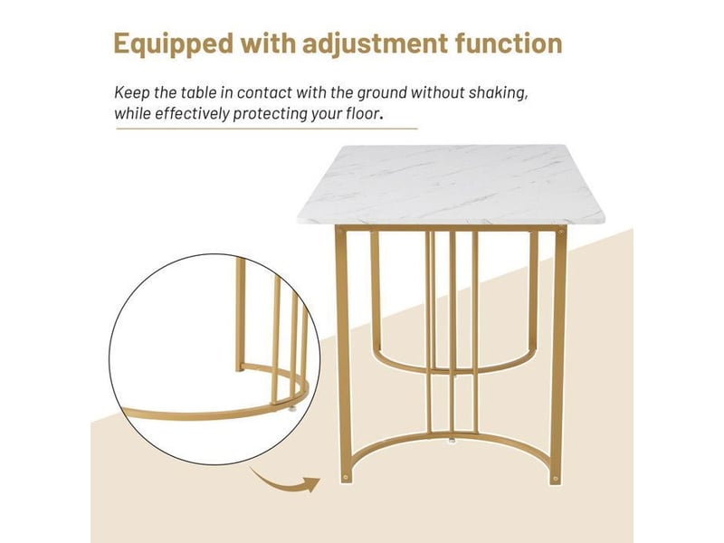  Table à manger moderne 140x80cm - plateau marbre blanc mdf- pieds métal adjustables - pour 6 personnes - idéale salonsalle à manger 140x80x75cm - Conforama D