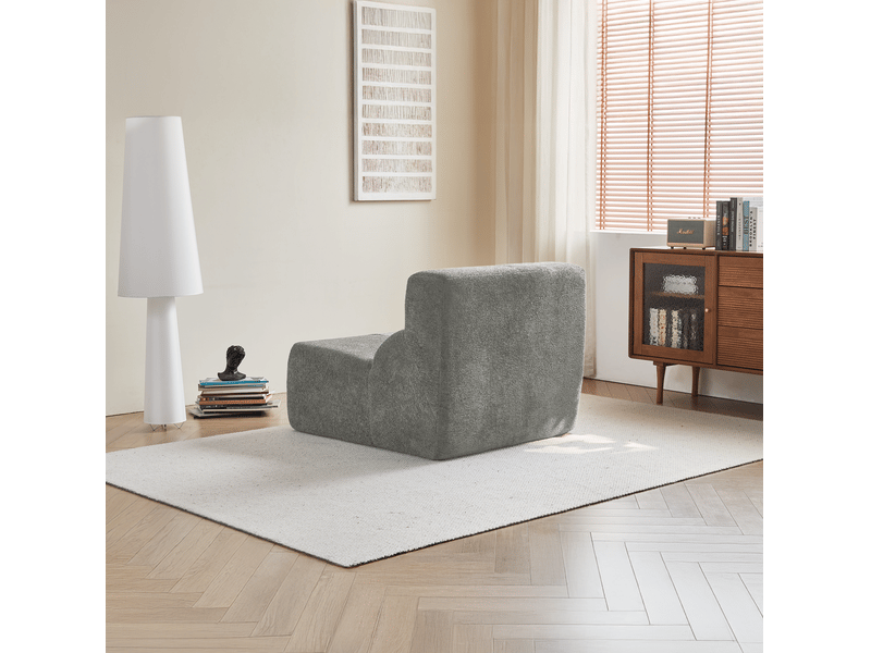  Fauteuil modenvie 1 place en velours gris clair 94 x 110 x 79 cm  - Conforama E