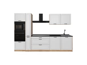 Vicco cuisine, blanc campagnechêne doré, 310cm plan de travail anthracite