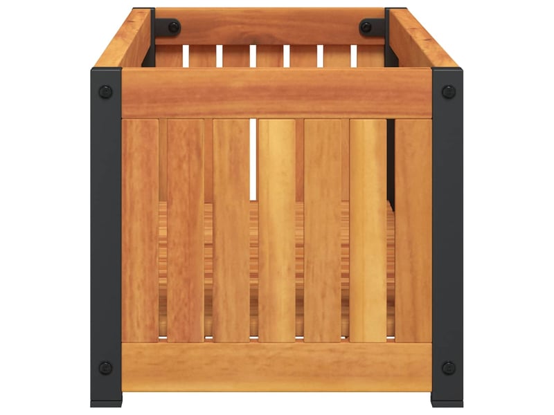  Jardinière - bac à fleurs 80x30x27,5 cm bois massif d'acacia et acier  - Conforama E