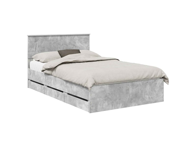 Lit double- lit adulte - cadre de lit gris béton 135 x 190 cm bois ingénierie - Conforama A