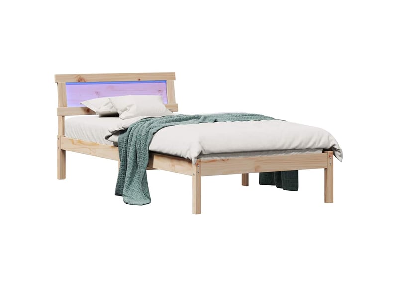  Lit simple- lit adulte -  cadre de lit avec tête de lit marron 80 x 200 cm pin massif  - Conforama B