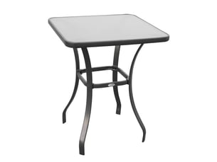 Table de jardin carrée noire en verre, résistante aux intempéries, 68,5x68,5 cm