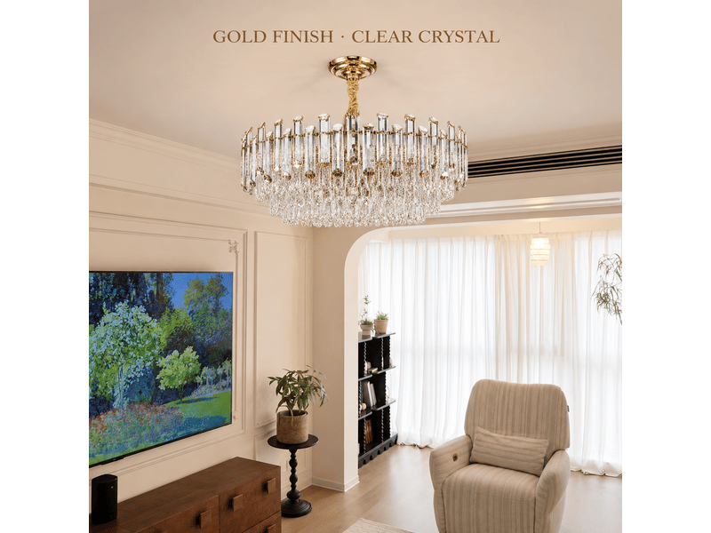  Suspension en cristal biseauté a-5 ø 100 cm – éclairage 3 couleurs XIKOU00A5 - Conforama E