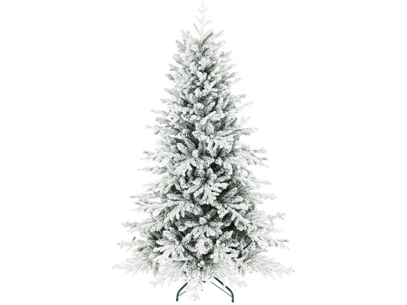 Sapin de noël artificiel floqué de neige 180 cm, arbre de noël avec 1815 branche, support en métal pliable, vert  - Conforama A