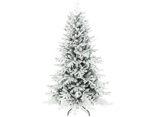 Sapin de noël artificiel floqué de neige 180 cm, arbre de noël avec 1815 branche, support en métal pliable, vert