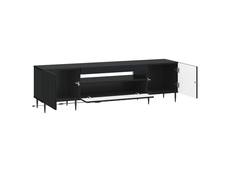 Meuble tv - banc tv - meuble de rangement led noir bois d'ingénierie - Conforama E