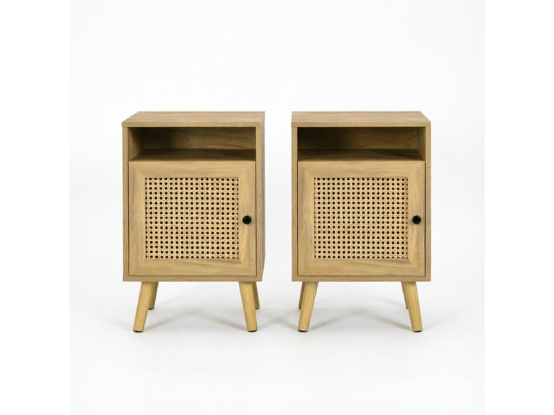  Lot de 2 tables d’appoint modernes, chevets pratiques, design compact élégant  - Conforama A