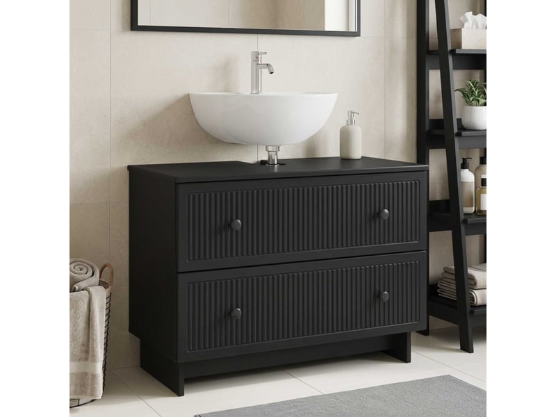  Meuble sous lavabo de salle de bain ede noir 82 x 41 x 59 cm cf64880  - Conforama B