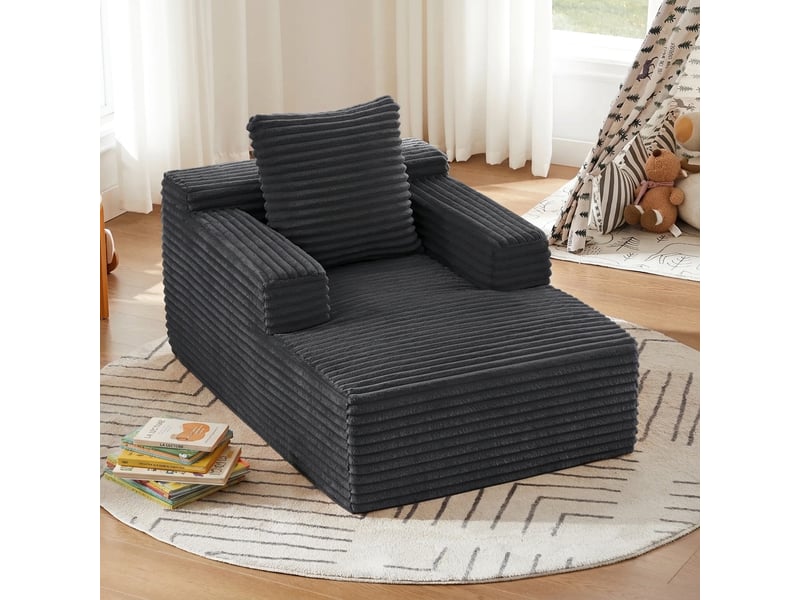  Canapé méridienne moderne en velours côtelé fauteuil relax sans montage canapé lit confortable gris  - Conforama C