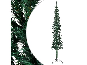 Demi sapin de noël, arbre de noël artificiel mince avec support vert 180 cm