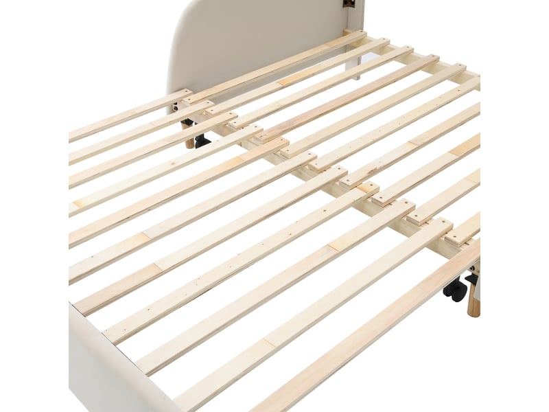  Lit enfant en forme d'ours - lit gigogne - velours beige - 140x200cm - bords de protection doux CYQ-31545556BAA - Conforama R