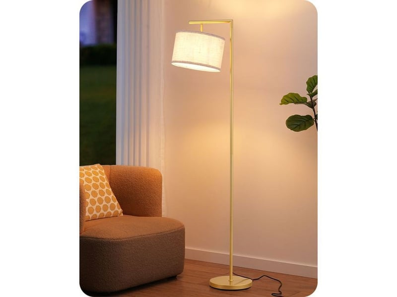  Lampadaire sur pied angle reglable e27 2700k lin beige dore 370618_AACLB13935_6_DROPFR - Conforama A