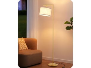 Lampadaire sur pied angle reglable e27 2700k lin beige dore