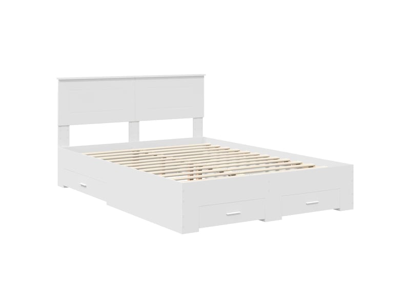  Lit double- lit adulte -  cadre de lit avec tiroir blanc 160 x 200 cm bois d'ingénierie  - Conforama C