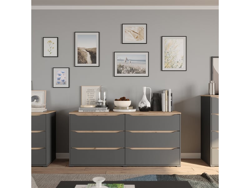  Vicco commode avec tiroirs, anthracitechêne artisan, 160x76.6cm  - Conforama C