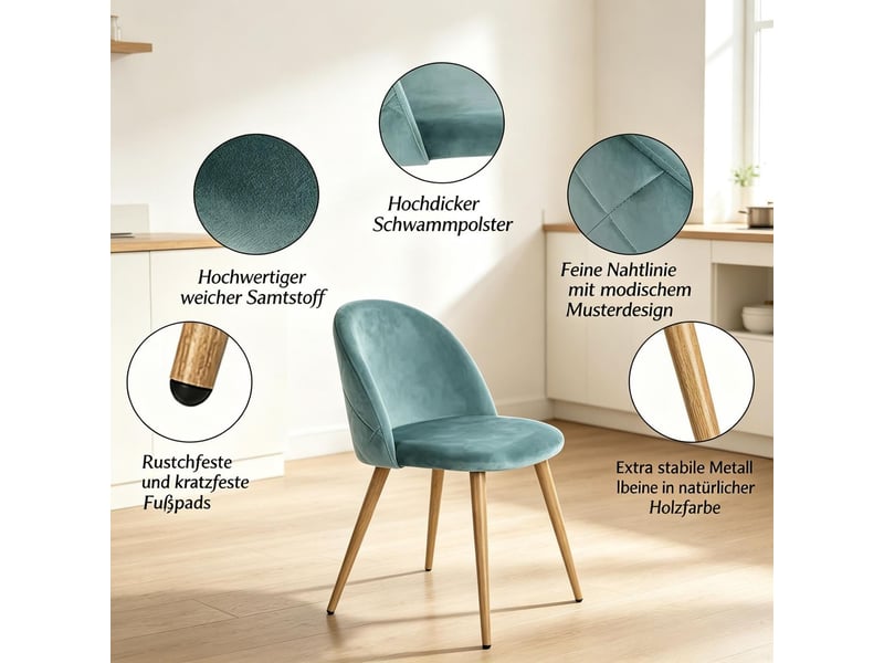  Chaise de cuisine chaise usage multifonction dossier incurvé style moderne ensemble de 6 chaises  - Conforama E