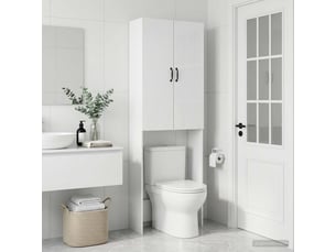 Armoire de toilette, meuble de toilette hoorn blanc brillant 66x25.5x190 cm