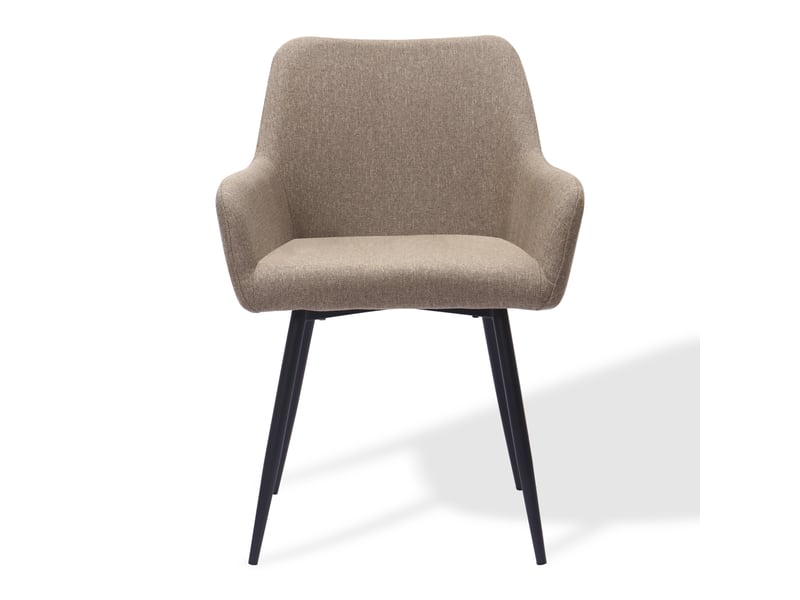  Lot de 2 chaises de salle à manger,avec accoudoirs et pieds métal,tissu,kaki  - Conforama D