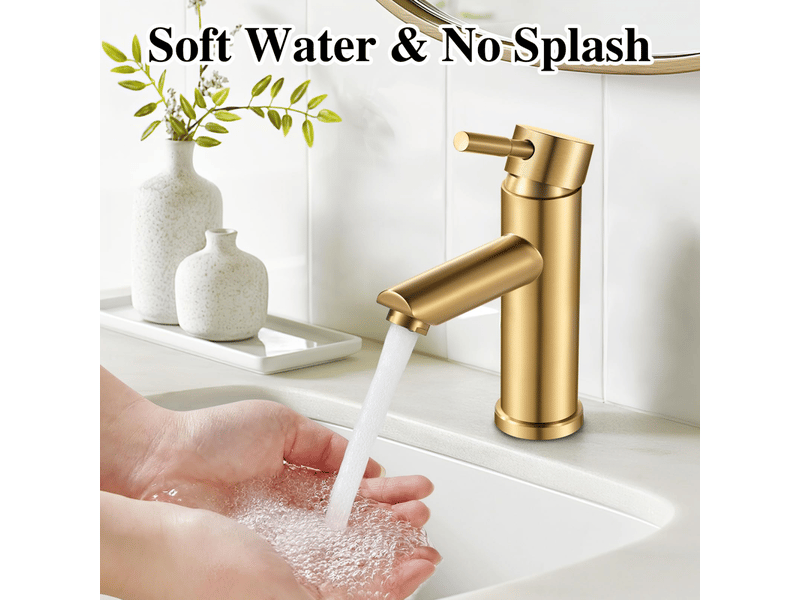 Robinet salle de bain, mitigeur lavabo monocommande en acier inoxydable 304, robinet lavabo salle de bain eau chaude et froide, mono-percé - Conforama C